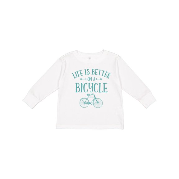 Inktastic Life's Better on a Bicycle Girls Long Sleeve Toddler T-Shirt