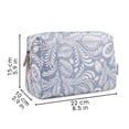 thumbnail image 7 of Cute Makeup Bag Travel Cosmetic Bag Organizer Toiletry Bag Make up Bags with Compartments Pouch Purse for Women & Men, Blue Leaf, 7 of 7