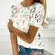 thumbnail image 1 of ICHUANYI Clearance Women Printing Round-Neck Lace Hollow Out Short Sleeve Pullover Slimming Blouse T-shirt Tops(Khaki, XXL) ICHUANYI WER2023081015955, 1 of 5