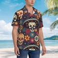thumbnail image 2 of Salouo Skulls and Flowers for Hawaiian Shirt for Men,Summer Beach Casual Short Sleeve Button Down Shirts Men's Regular-Fit Short-Sleeve Print Shirt -X-Large, 2 of 6