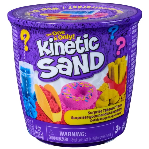 Kinetic Sand, Surprise Takeout Treats, 4 oz Play Sand & 2 Food Accessories (Styles Vary)