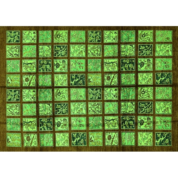Ahgly Company Indoor Rectangle Abstract Green Modern Area Rugs, 8' x 10'