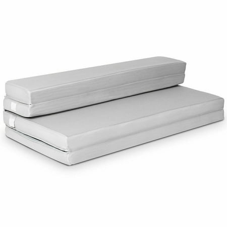 Gymax 4'' Queen Size Foam Folding Mattress Sofa Bed Guests Floor Mat Carrying Handles