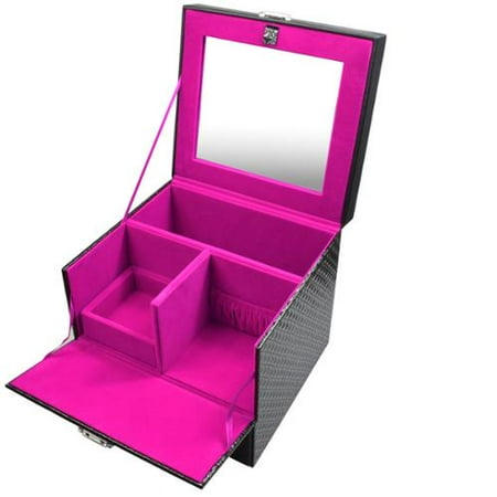 Ikee Design Leatherette Jewelry and Cosmetic Display Box