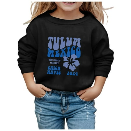 

Girls Sweatshirt Casual Loose Round Neck Long Sleeve Letter Print Warm Comfort Pullover for Girls