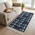 thumbnail image 2 of Area Rug with Tassels 2' x 4', Ocean Nautical White and Red Ship's Anchor Kitchen Runner Rug for Hallway Bedroom Throw Rugs, Dark Blue Soft Door Mat for Bathroom Entrance Living Room, 2 of 9