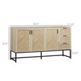 thumbnail image 3 of HOMCOM Sideboard Buffet Cabinet with Drawers and Adjustable Shelves, Oak, 3 of 10