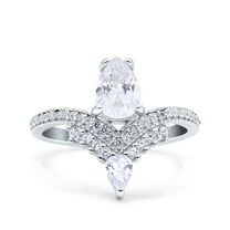 Cubic Zirconia Size-5 Art Deco Accent Pear Wedding Ring 925 Sterling Silver
