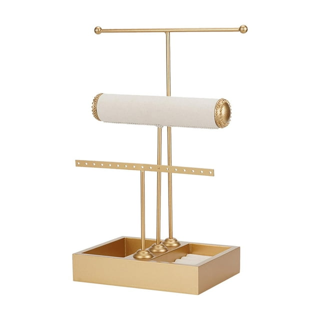 Soporte de exhibición de joyería Sunnimix Oro 3 niveles