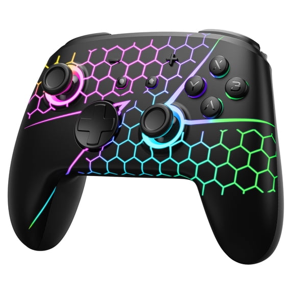 Funlab Wireless Video Game Pro Controller with Hall Effect Joystick Compatible with Switch/2/OLED, Black