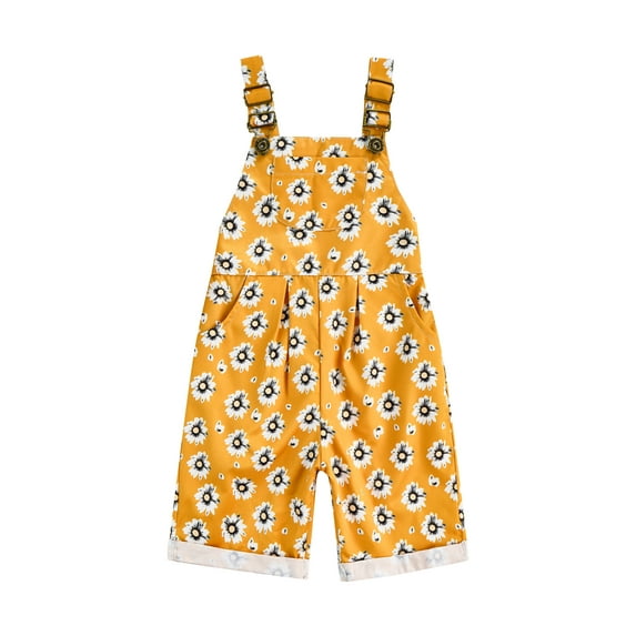 Liacowi Baby Girls Overalls Cute Sleeveless Adjustable Daisy Print Bib Pants with Pockets