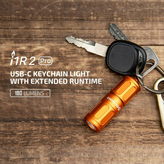 OLIGHT I1R 2 Pro Eos 180 Lumens EDC Rechargeable Keychain Flashlight. (Capsule Orange)