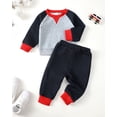 thumbnail image 2 of 12 Months Baby Boys Clothes 18 Months Boys 2PCS Fall Winter Outfits Set Round Neck Toddler Boys Long Sleeve Top Pants Set Gray, 2 of 8