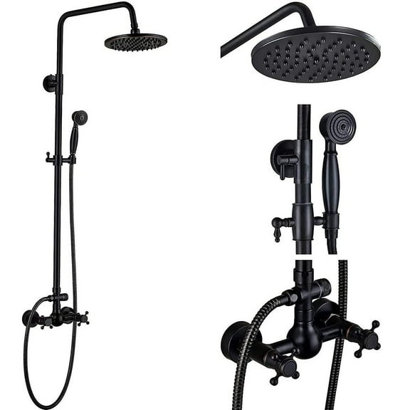 Zovajonia Oil Rubbed Bronze Shower Faucet System Set 8 Rainfall Shower Head Combo Mixer