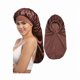 thumbnail image 1 of wonima11 Long Satin Braids Bonnet for Women - 2 Layer Silk Bonnet for Braids Elastic Hair Sleeping Cap with Wide Band Nightcap (Brown), 1 of 1