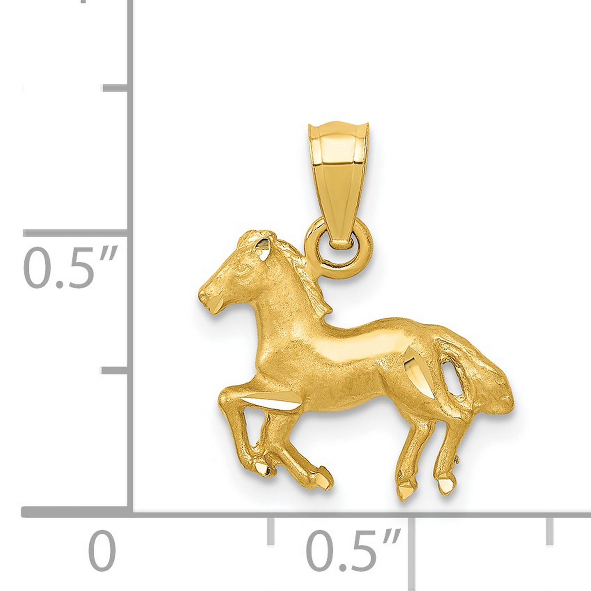 14k Yellow Gold Running Horse Pendant for Women or Unisex Wear, Equestrian Animal Charm Symbolizing Freedom Strength and Grace, Rustic Nature-Inspired Western Jewelry