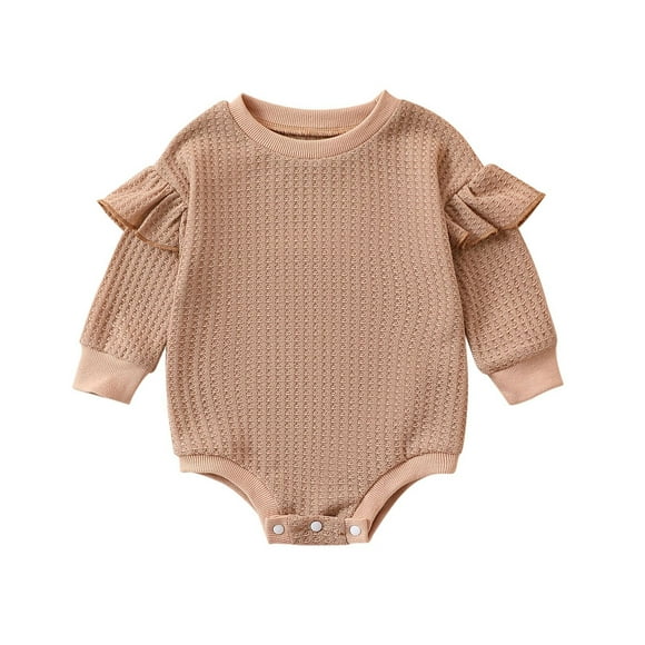 Infant Baby Girl Knit Sweater Bubble Romper Oversized Crewneck Sweatshirt Jumpsuit Cute Fall Outfits For Kids Vêtements Pour Enfants Size 6-12 Months