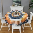 thumbnail image 2 of Orange Blue Tie Dye Mandala Pattern Round Tablecloth 60"x60",Wrinkle Wipeable Table Cloth for Kitchen Dining Room Picnic Patio Party, 2 of 6