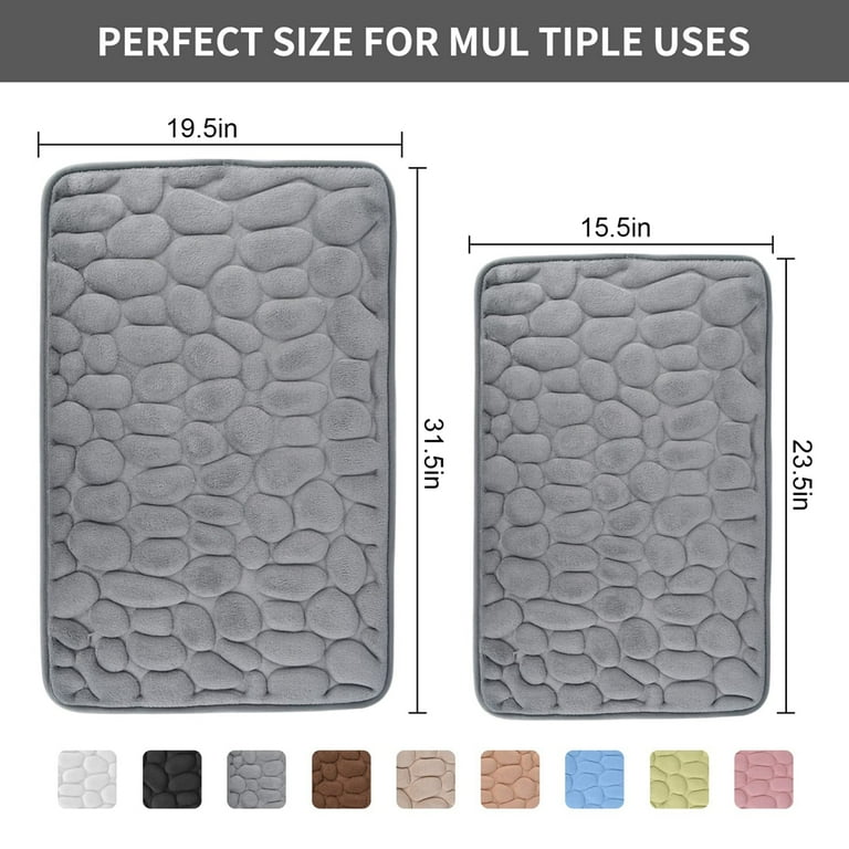 Memory Foam Bathroom Rugs, Cobblestone Bath Mats for Bathroom Floor  Non-Slip Bath Rug Water Absorbent for Kitchen Bathroom Doorway, 23.5x15.5  