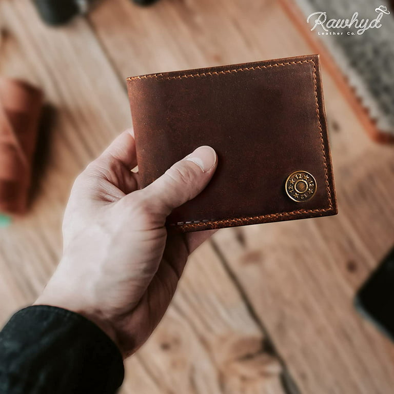 Rawhyd Leather Rawhyd Shotgun Shell Hunting Wallet, Full-Grain Leather, RFID Blocking, and 7 Card Slots Mens Wallets, Great Hunting Gift for Men
