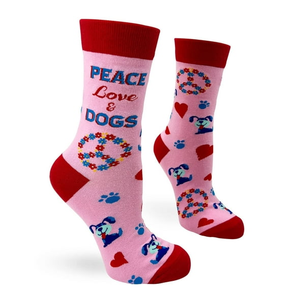 Peace Love and Dogs Funny Novelty Crew Socks for Women
