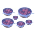 thumbnail image 4 of Bewildely Juego de 6 unidades de tapas elásticas para mantenimiento de alimentos frescos, envoltura de mantenimiento fresco, tapas de cuenco de Organizadores de utensilios de cocina azul, 4 of 6