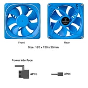 Vetroo DF120 120mm Case Fan White LED Lighting PC Cooling Fan w/Blue Fan Frame for Radiator/CPU Cooler/Computer Case