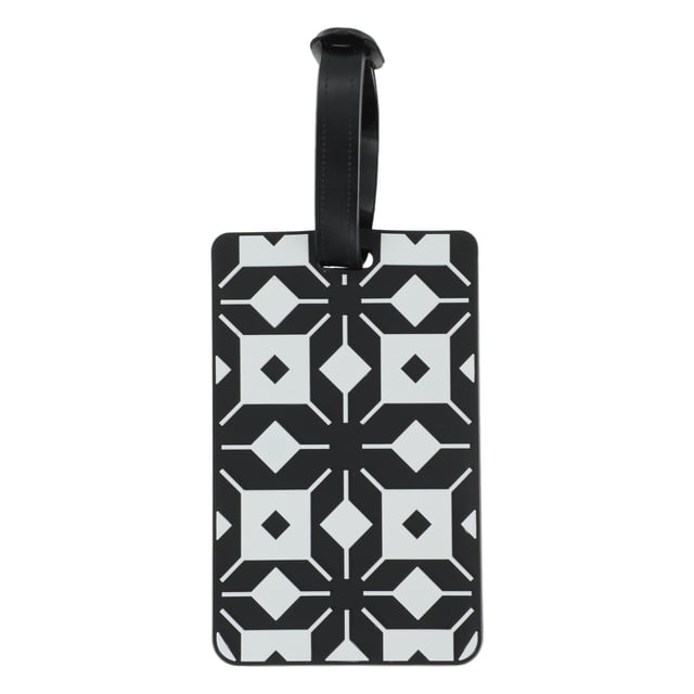 Etiquetas de equipaje de patrón de bloques de 1 pieza para viajar en blanco y negro