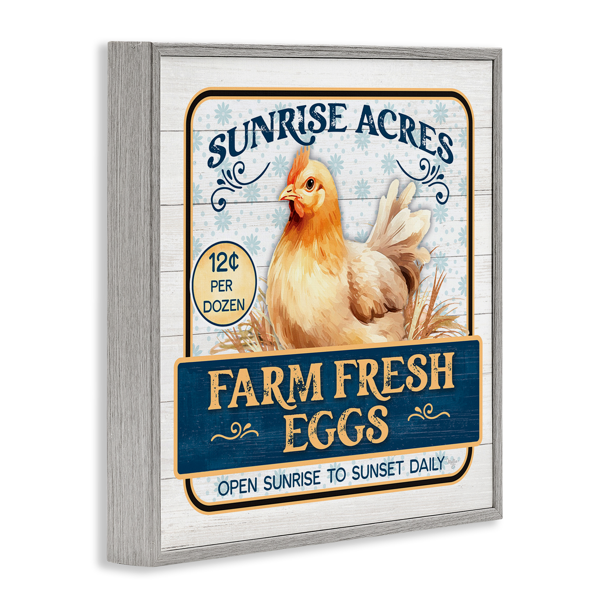 Stupell Industries Farm Fresh Eggs Animals & Insects Painting Gray Framed Art Print Wall Art, 12 x 12