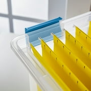 Sterilite Gasket Box, 32 Quart Clear Weather-Resistant Plastic File Storage Bin with Gasket Seal and Latch Lid, Blue