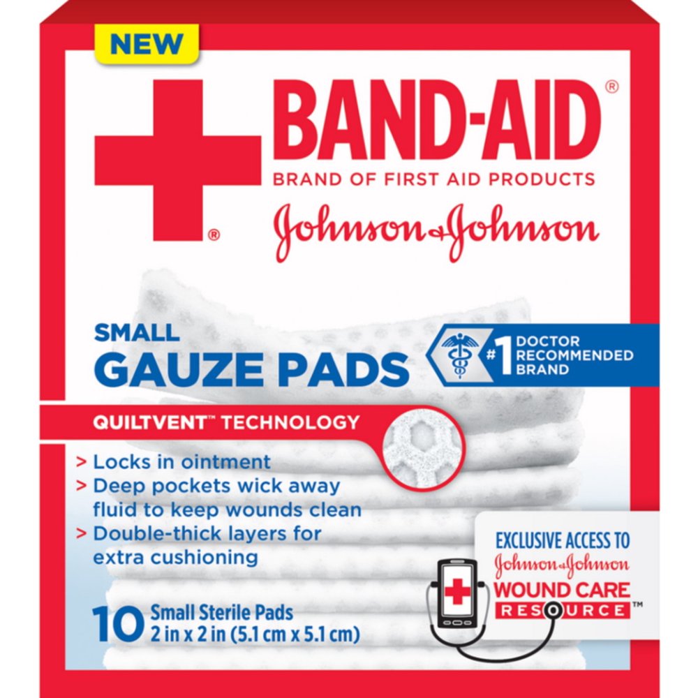 BANDAID First Aid Gauze Pads, 2 in x 2 in, 25 ea (Pack of 2) Walmart