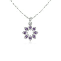 Natural Amethyst Flower Shape Pendant Necklaces for Women in Sterling Silver, February Birthstone Jewelry Gifts for Her Birthday, Wedding Anniversary, Mothers Day,Christmas,Graduation,Valentines