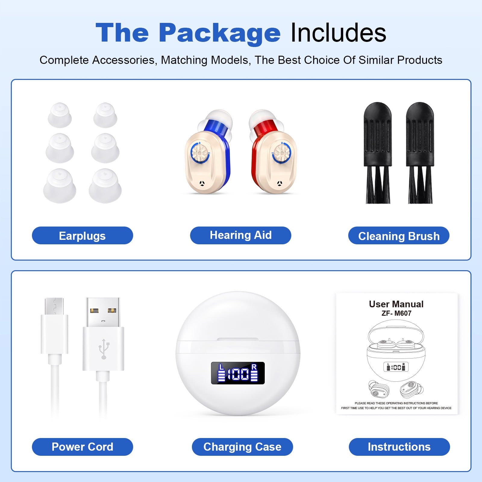 Rechargeable Hearing Aids Moderate hearing loss for Seniors with Advanced Background Noise Reduction, Long Battery Life Adjustable Volume with Charging