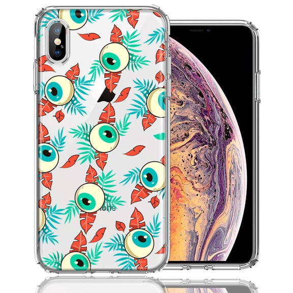 MUNDAZE For Apple iPhone XS Max Halloween Creepy Tropical Eyeballs Design Double Layer Phone Case Cover