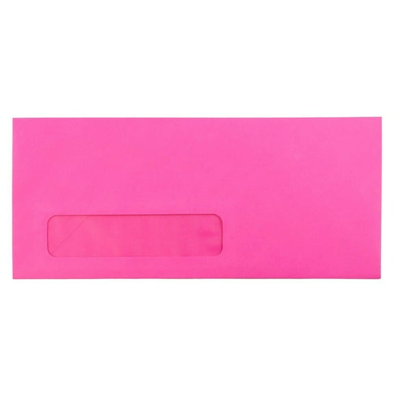 JAM Paper No. 10 Window Envelopes, 4 1/8 x 9 1/2, Fuchsia Pink, 1000/Carton