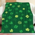 thumbnail image 2 of St. Patrick''s Day Throw Blanket, Lightweight Super Soft Cozy Fleece Green Lucky Shamrocks Irish Clover Pattern Bed Blanket Warm Flannel Blanket Gift for Sofa Couch Chair 40" x 50", 2 of 6