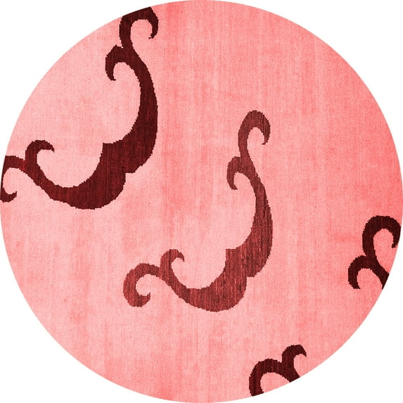 Ahgly Company Indoor Round Abstract Red Modern Area Rugs, 6' Round