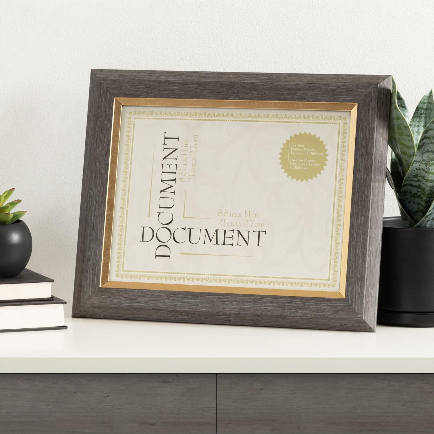 hometrends Duchesne Grey Document Frame, 8.5" x 11"