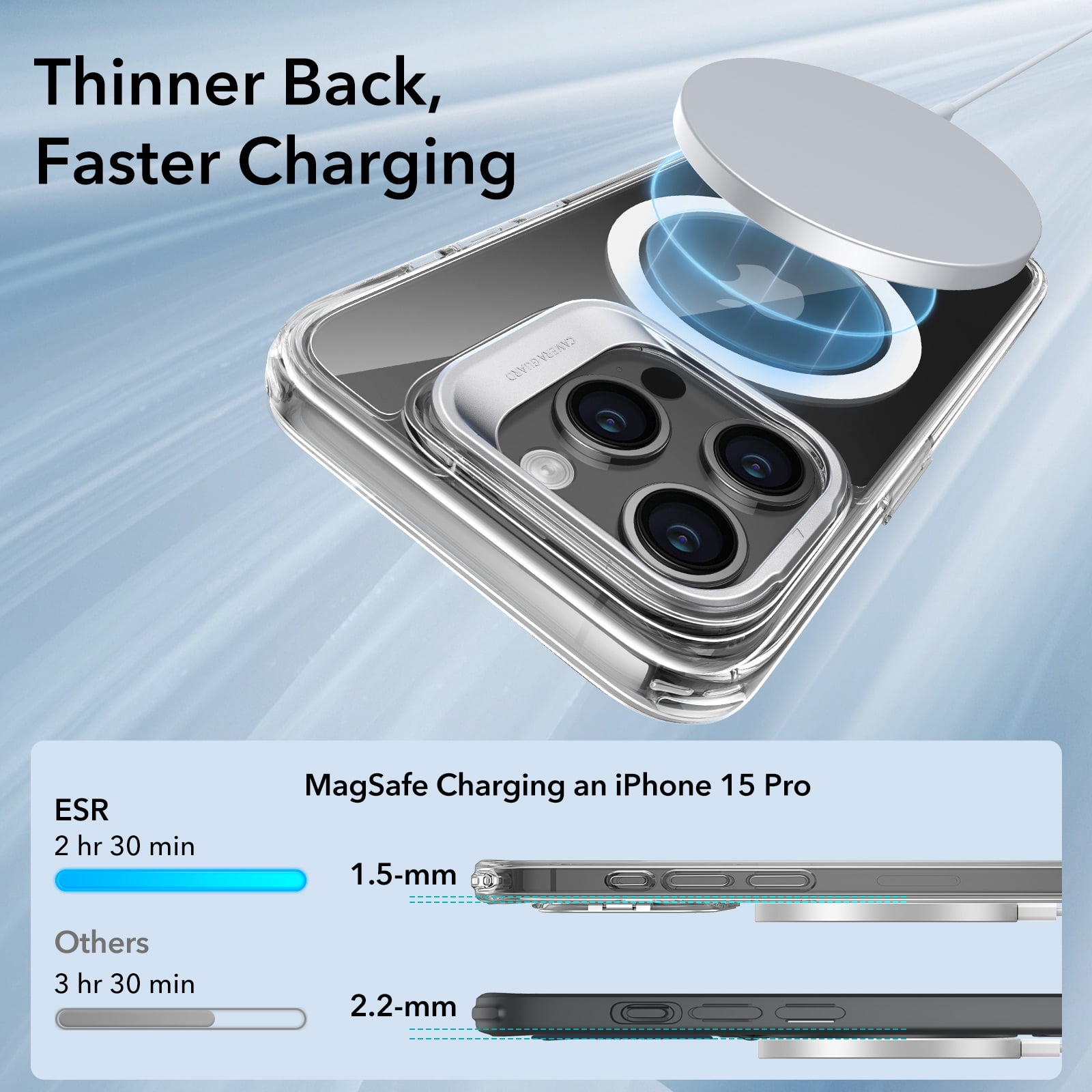 ESR Kickstand Case with HaloLock Compatible with iPhone 15 Pro Max Case, with adjustable Camera Guard, Compatible with MagSafe, Ultra-high Hardness Protection, Clear