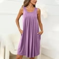 thumbnail image 3 of Summer Women Sleeveless Nightgowns Round Neck Nigthshirt Loose Solid Tank Pleated Sleepshirts with Pockets 2025 Clearance, 3 of 7