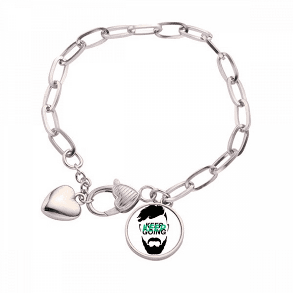 Men Keep Face Move Forward Heart Chain Bracelet Jewelry Charm Fashion