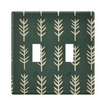 Yayeee Toggle Light Switch Wall Plate 2-Gang 4.56"x4.48" Decorative Outlet Cover, Dark Green Leaves