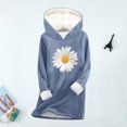 thumbnail image 3 of Pounoo Long Hoodies for Women Cute Print Graphic Fleece Lined Long Sleeve Sweatshirts Casual Lightweight Warm Hooded Tops Gift, 3 of 5