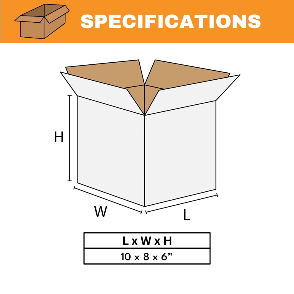 25 - 10 x 8 x 6 White Corrugated Shipping Mailer Packing Box Boxes