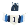 thumbnail image 3 of Banner de silla alta para primer cumpleaños, accesorio fotográfico, decoración para fiesta de primer cumpleaños azul oscuro, 3 of 9