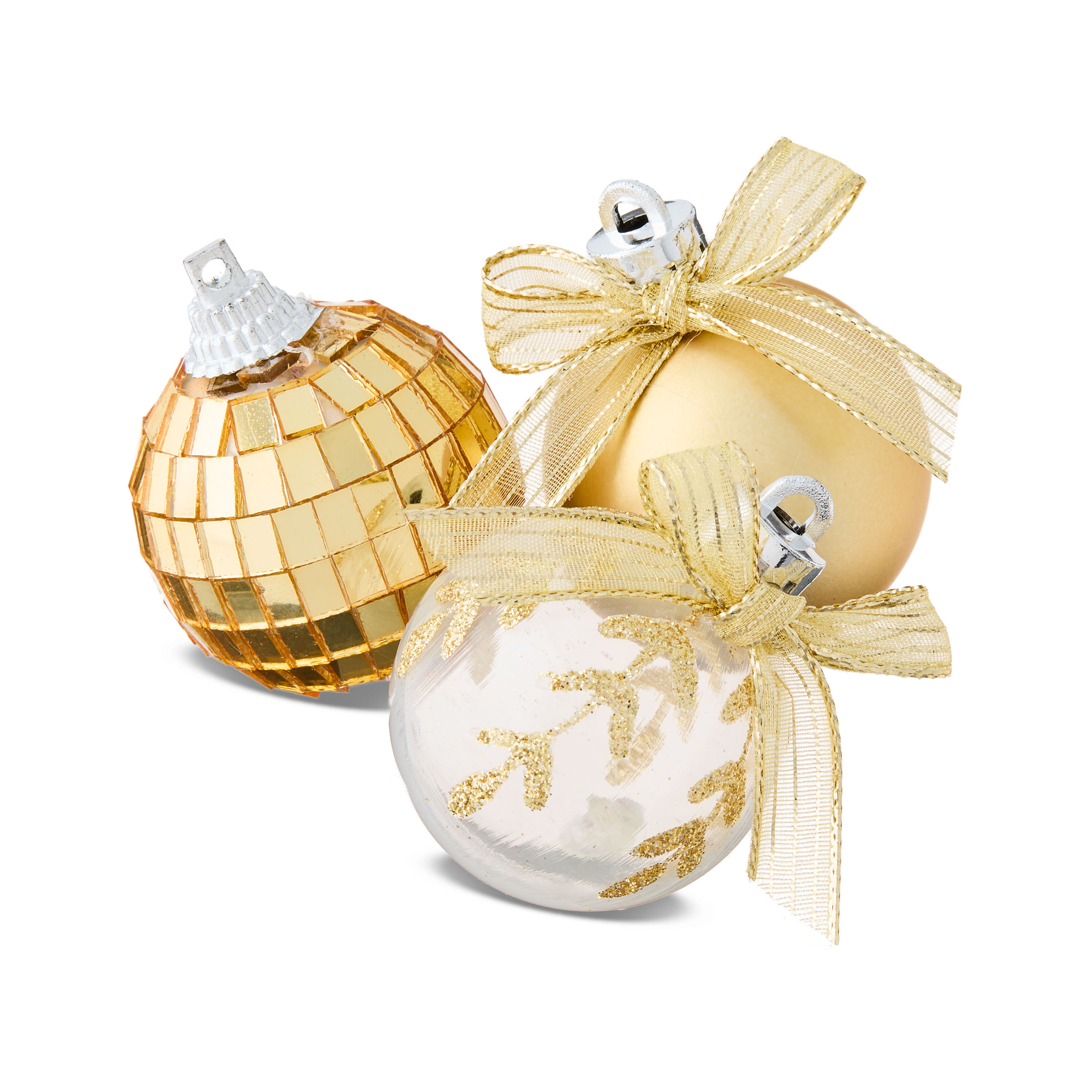 Gold and White Mini Ball Christmas Ornaments, 12 Count, by Holiday Time