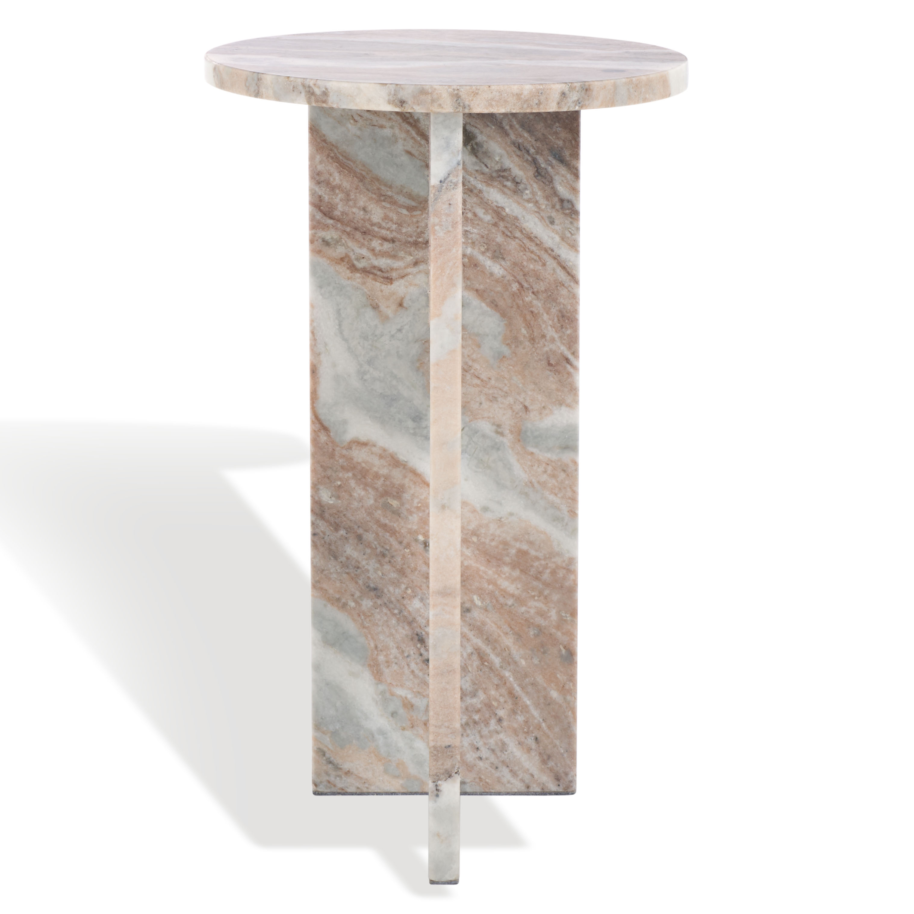 Safavieh Couture Devlin Marble Round End Table, Brown