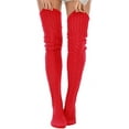 thumbnail image 2 of Vorkoi Women's Daily Acrylic Thigh-High Socks, Red, 2 of 5