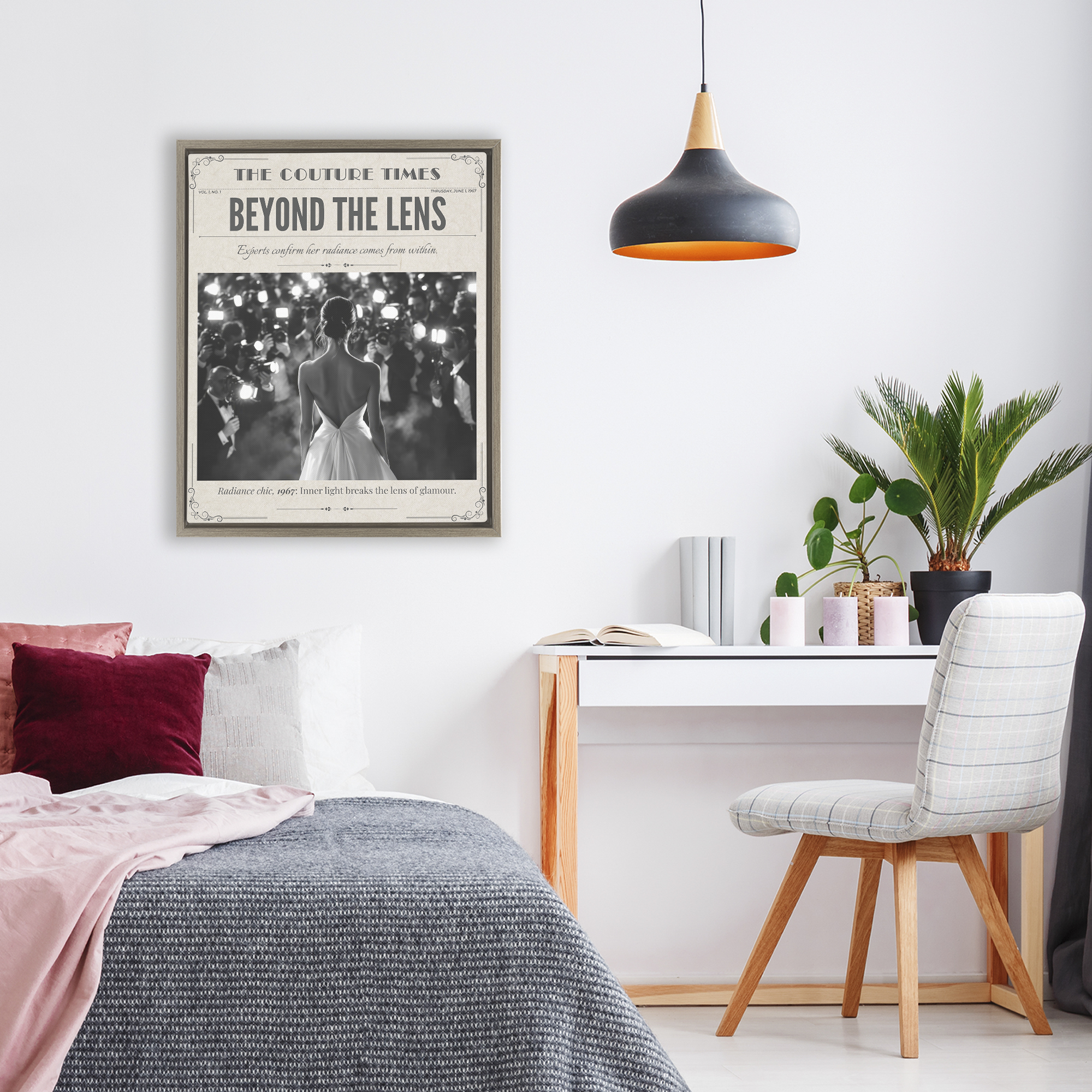 The Couture Times Magazine Brown Framed Floater Canvas Wall Art, design by A Barefoot Stylist
