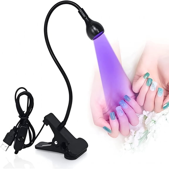 HIBIBUD Mini Uv Lamp for Gel Nails,Led Curing Lamp with Flexible Gooseneck&Clamp 3W Portable Small Manicure Uv Light Nail Dryer for Resin Curing Nail Art